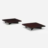 Wilhelm Borntraeger, Low tables, pair, c. 1990, wenge, oak