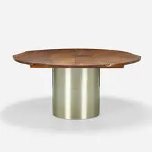 George Nakashima, Custom dining tabletop, 1976, American black walnut, rosewood, spun aluminum
