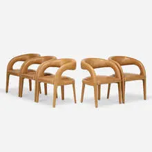 Bd Studio, Hawkins dining chairs, five, c. 2015, stitched leather