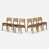 Poul Volther, Dining chairs model J48, set of six, 1951, teak, leather