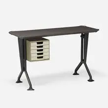 Studio Bbpr, Desk, c. 1963, enameled steel, plastic, vinyl