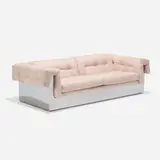 Sofa by Milo Baughman, c. 1968, suede, chrome-plated steel, sold Oct 2021