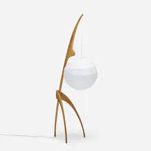 Rispal, Floor lamp, c. 1950, beech, paper