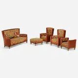 Maurice Dufrène, Parlor suite, c. 1925, Beauvais upholstery, velvet, gilt and gessoed wood