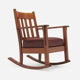 attribution Stickley Brothers, Rocker, c. 1915, oak, leather