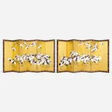 Kanô Tanshin Morimichi, Six-panel folding screens with cranes, set of two