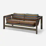 Modern, Settee, c. 1970, bronze-plated steel, upholstery