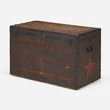 Louis Vuitton, Steamer trunk, c. 1900, vinylized canvas, beech, patinated and brass-plated steel