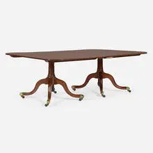 George III, Pedestal dining table, mahogany, brass