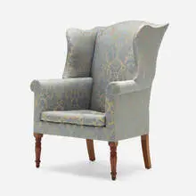 Sheraton, Wingback armchair, c. 1815, upholstery, walnut