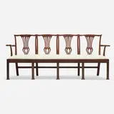 Federal, Four-seat bench, c. 1820, walnut, upholstery