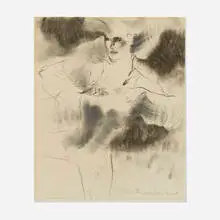 John Eaton, Figure in Movement, 1974, charcoal, graphite and pastel on paper