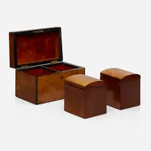 19th Century, Double tea caddy, burl