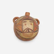 attribution Nampeyo, Hopi canteen, c. 1900, terracotta with hand-painted decoration