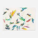 Walasse Ting, 25 Grasshoppers to Detroit, c. 1975, pastel and crayon on paper