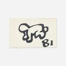 Untitled (Radiant Baby) by Keith Haring, 1981, Sumi ink drawing on artist book, sold Sep 2014