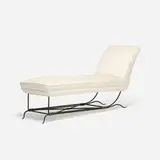 Colette Gueden, chaise lounge, c. 1940, upholstery, wrought iron