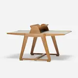 Maxime Old, book table, c. 1950, oak, vinyl