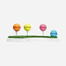 Untitled (Golf Tee) by Jenny Holzer, 1995, lacquered wood, plastic, transfer-printed golf balls, sold Sep 2014