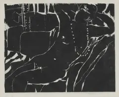 Philip Sutton, Untitled, Philip Sutton (b.1928) RECLINGING NUDE Woodcut