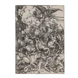 Albrecht Durer, The Four Horsemen of the Apocalypse, from The Apocalypse (Bartsch 64, Meder, Hollstein 167, Schoch Mende Scherbaum 115), 1498, Woodcut on laid paper with Flower on Triangle watermark (Meder 127), a richly inked impression from the 1511 Latin text edition, trimmed to the platemark