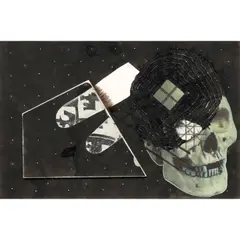 Ray Johnson, Untitled (Skulls with Fingers and Eyelash), collage on illustration board