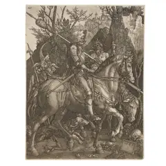 Hieronymus Wierix, Knight, Death, and the Devil (Mauquoy-Hendrickx 1484), 1564, Engraving on laid paper, Heller's second state (of 5)