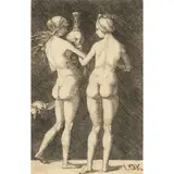 Ludwig Krug, Two Nude Women seen from behind, from Allegory of Aging (Bartsch 11; Holstein 18), c. 1510-32, Engraving on laid paper