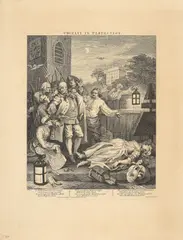 William Hogarth, Four Stages of Cruelty (4 works) (Paulson 187-190), 1751, Set comprising four etchings with engraving on laid paper, early states before the price was erased