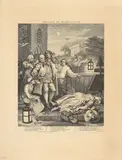 William Hogarth, Four Stages of Cruelty (4 works) (Paulson 187-190), 1751, Set comprising four etchings with engraving on laid paper, early states before the price was erased