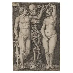 Hans Sebald Beham, Adam and Eve (Bartsch 6, Pauli, Hollstein 7), 1543, Engraving on laid paper, the fourth state (of 5)