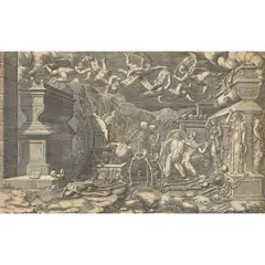 Giorgio Ghisi, The Vision of Ezekiel (Bartsch 69; Boorsch, Lewis & Lewis 15), 1554, Engraving on two sheets of laid paper