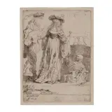 Death Appearing to a Wedded Couple from an Open Grave (Bartsch, Hollstein 109, Hind 165, New Hollstein 174) by Rembrandt Harmensz van Rijn, 1639, Etching with touches of drypoint on laid paper, the first (and only) state, sold Nov 2023