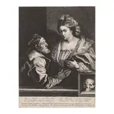 Sir Anthony Van Dyck, Titian and his Mistress (Hollstein 21), c. 1630, Etching and engraving on laid paper with a partial unidentified watermark, Hollstein's third state (of 5)