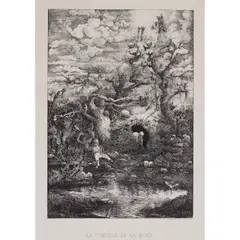 Rodolphe Bresdin, La comédie de la mort (Van Gelder 84, Préaud 129), 1854, Lithograph on grey chine appliqué, Préaud's fifth (final) state, Van Gelder's sixth edition, probably published in 1861