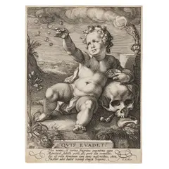 Hendrick Goltzius, Quis evadet? (Hollstein 110), 1594, Engraving on laid paper with unidentified elaborate watermark