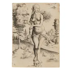 Matthäus, Memento Mori (Vanitas) (Bartsch 17, Lehrs 20), c. 1500, Engraving on laid paper, trimmed to the platemark