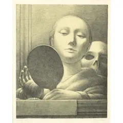 The Mirror (Garver 4) by George Tooker, 1978, Lithograph on Arches paper, sold Nov 2023