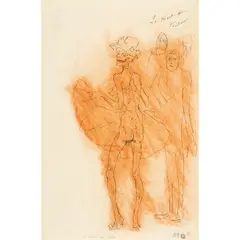 Félicien Rops, La Mort qui Danse, chalk and pen and ink on paper laid down to board