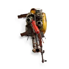 Gonçalo Mabunda, Group of 4 Masks, 2011-2012, Welded steel and deactivated weapon parts