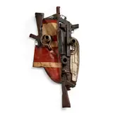 Gonçalo Mabunda, Group of 3 Masks, 2012, Welded steel and deactivated weapon parts