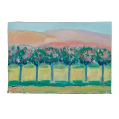 Thomas Kenneth Enman, Arch Beach Heights, Laguna Beach, Point Lobos, California and Flowering Trees (a group of three), 1989, Arch Beach and Point Lobos oil on canvas; Flowering Trees oil on canvasboard