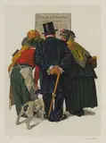 Girls and Stock Exchange by Norman Rockwell, 1977, Lithograph in colors on Japan paper, sold Nov 2023