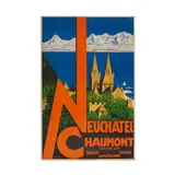 Eric de Coulon, Neuchâtel Chaumont, 1930, Lithograph in colors on wove paper linen-backed