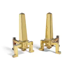 Pair of Andirons by Donald Deskey, brass, sold Nov 2023