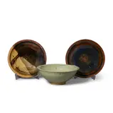Viola Frey, Brown Glaze Plate, Celadon Bowl and Brown Glaze Plate