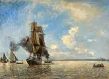 Johan Jongkind, Sortie du port de Honfleur (Leaving the port of Honfleur), Oil on canvas