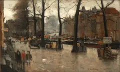 Floris Arntzenius, De Veerkade te 's-Gravenhage' (The Veerkade, The Hague), Oil on canvas