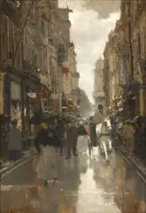 Floris Arntzenius, De Spuistraat te 's-Gravenhage' (On the Spuistraat, The Hague), Oil on canvas