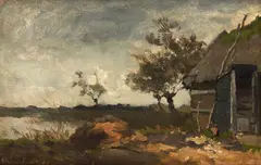 Johan Hendrik Weissenbruch, Schuurtje (The outbuilding), Oil on canvas laid to panel